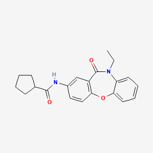 molecular formula C21H22N2O3 B2491431 N-(10-ethyl-11-oxo-10,11-dihydrodibenzo[b,f][1,4]oxazepin-2-yl)cyclopentanecarboxamide CAS No. 922029-35-4