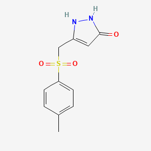 molecular formula C11H12N2O3S B2491436 5-[(4-Methylphenyl)sulfonylmethyl]-1,2-dihydropyrazol-3-one CAS No. 1554589-95-5