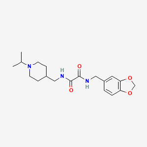 molecular formula C19H27N3O4 B2491440 N1-(苯并[d][1,3]二噁唑-5-基甲基)-N2-((1-异丙基哌啶-4-基)甲基)草酰胺 CAS No. 946382-62-3