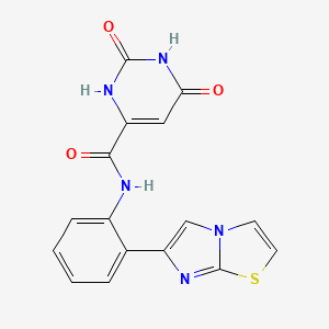 molecular formula C16H11N5O3S B2491455 N-(2-(imidazo[2,1-b]thiazol-6-yl)phenyl)-2,6-dioxo-1,2,3,6-tetrahydropyrimidine-4-carboxamide CAS No. 1795088-98-0