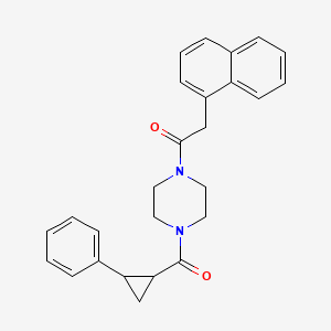 molecular formula C26H26N2O2 B2491459 2-(萘-1-基)-1-(4-(2-苯基环丙烷甲酰)哌嗪-1-基)乙酮 CAS No. 1210890-74-6