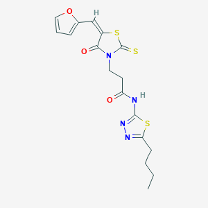 (E)-N-(5-butyl-1,3,4-thiadiazol-2-yl)-3-(5-(furan-2-ylmethylene)-4-oxo-2-thioxothiazolidin-3-yl)propanamide