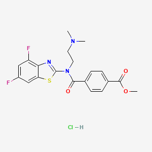molecular formula C20H20ClF2N3O3S B2491497 Methyl 4-((4,6-difluorobenzo[d]thiazol-2-yl)(2-(dimethylamino)ethyl)carbamoyl)benzoate hydrochloride CAS No. 1215815-65-8