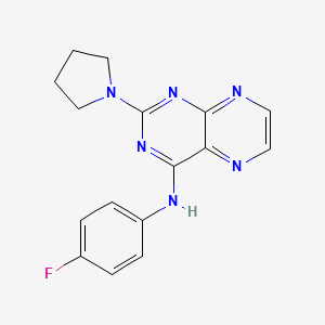 molecular formula C16H15FN6 B2491524 N-(4-fluorophenyl)-2-(pyrrolidin-1-yl)pteridin-4-amine CAS No. 946347-88-2