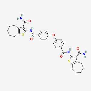 molecular formula C34H34N4O5S2 B2491527 Bis(5,6,7,8-tétrahydro-4H-cyclohepta[b]thiophène-3-carboxamide)-2,2’-((4,4’-oxybis(benzoyl))bis(azanediyl)) CAS No. 397279-67-3