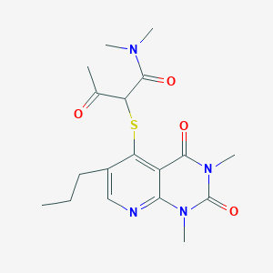 molecular formula C18H24N4O4S B2491532 2-((1,3-二甲基-2,4-二氧-6-丙基-1,2,3,4-四氢吡啶[2,3-d]嘧啶-5-基)硫)-N,N-二甲基-3-氧代丁酰胺 CAS No. 899748-09-5