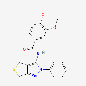 molecular formula C20H19N3O3S B2491537 3,4-dimethoxy-N-(2-phenyl-4,6-dihydro-2H-thieno[3,4-c]pyrazol-3-yl)benzamide CAS No. 361477-36-3