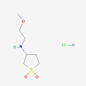 molecular formula C7H16ClNO3S B2491559 3-[(2-Methoxyethyl)amino]-1lambda6-thiolane-1,1-dione hydrochloride CAS No. 483351-50-4