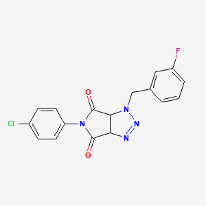 molecular formula C17H12ClFN4O2 B2491562 5-(4-chlorophenyl)-1-(3-fluorobenzyl)-3a,6a-dihydropyrrolo[3,4-d][1,2,3]triazole-4,6(1H,5H)-dione CAS No. 1008273-73-1