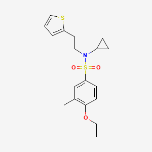 molecular formula C18H23NO3S2 B2491577 N-环丙基-4-乙氧基-3-甲基-N-(2-(噻吩-2-基)乙基)苯磺酰胺 CAS No. 1396717-57-9