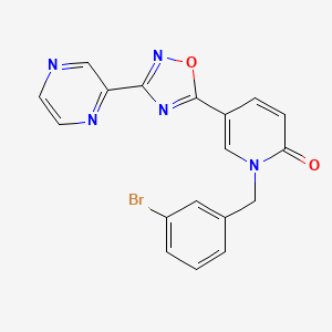 molecular formula C18H12BrN5O2 B2491584 1-(3-溴苯甲基)-5-(3-(吡嗪-2-基)-1,2,4-噁二唑-5-基)吡啶-2(1H)-酮 CAS No. 1396857-54-7