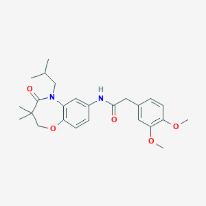 molecular formula C25H32N2O5 B2491588 2-(3,4-二甲氧基苯基)-N-(5-异丁基-3,3-二甲基-4-氧代-2,3,4,5-四氢苯并[b][1,4]噁唑-7-基)乙酰胺 CAS No. 921793-20-6