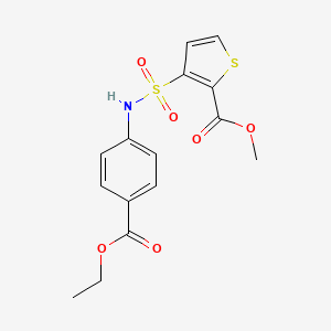 molecular formula C15H15NO6S2 B2491590 Methyl 3-({[4-(ethoxycarbonyl)phenyl]amino}sulfonyl)thiophene-2-carboxylate CAS No. 941888-83-1