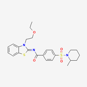 molecular formula C24H29N3O4S2 B2491591 (Z)-N-(3-(2-乙氧基乙基)苯并[d]噻唑-2(3H)-基亚甲基)-4-((2-甲基哌啶-1-基)磺酰)苯甲酰胺 CAS No. 865162-47-6