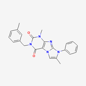molecular formula C23H21N5O2 B2491594 1,7-dimethyl-3-(3-methylbenzyl)-8-phenyl-1H-imidazo[2,1-f]purine-2,4(3H,8H)-dione CAS No. 887463-83-4