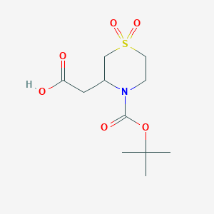 molecular formula C11H19NO6S B2491595 2-{4-[(Tert-butoxy)carbonyl]-1,1-dioxo-1lambda6-thiomorpholin-3-yl}acetic acid CAS No. 1542480-23-8