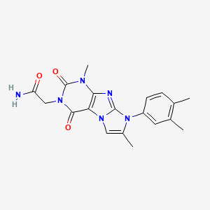 molecular formula C19H20N6O3 B2491603 2-(8-(3,4-diméthylphényl)-1,7-diméthyl-2,4-dioxo-1H-imidazo[2,1-f]purin-3(2H,4H,8H)-yl)acétamide CAS No. 876669-63-5