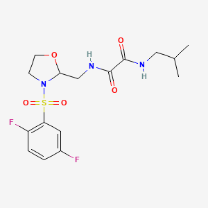 molecular formula C16H21F2N3O5S B2491614 N1-((3-((2,5-difluorophenyl)sulfonyl)oxazolidin-2-yl)methyl)-N2-isobutyloxalamide CAS No. 868983-80-6