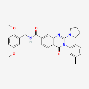 molecular formula C29H30N4O4 B2491616 N-(2,5-dimethoxybenzyl)-3-(3-methylphenyl)-4-oxo-2-pyrrolidin-1-yl-3,4-dihydroquinazoline-7-carboxamide CAS No. 1251671-39-2