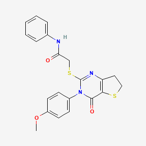 2-{[3-(4-methoxyphenyl)-4-oxo-3H,4H,6H,7H-thieno[3,2-d]pyrimidin-2-yl]sulfanyl}-N-phenylacetamide