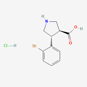 molecular formula C11H13BrClNO2 B2491629 (3S,4R)-4-(2-溴苯基)吡咯啉-3-羧酸;盐酸盐 CAS No. 1956319-66-6
