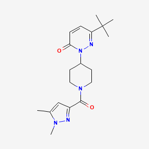 molecular formula C19H27N5O2 B2491630 6-Tert-butyl-2-[1-(1,5-dimethylpyrazole-3-carbonyl)piperidin-4-yl]pyridazin-3-one CAS No. 2380062-00-8