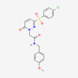molecular formula C20H18ClN3O5S B2491631 2-(3-((4-氯苯基)磺酰)-6-氧代吡啶并[1(6H)]-基)-N-(4-甲氧基苯甲基)乙酰胺 CAS No. 1251676-39-7