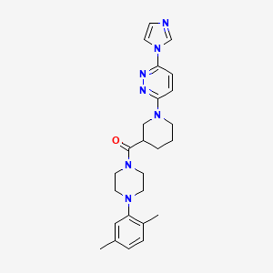 molecular formula C25H31N7O B2491655 (1-(6-(1H-imidazol-1-yl)pyridazin-3-yl)piperidin-3-yl)(4-(2,5-dimethylphenyl)piperazin-1-yl)methanone CAS No. 1286719-10-5