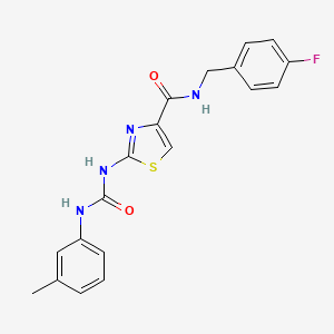 molecular formula C19H17FN4O2S B2491665 N-(4-氟苄基)-2-(3-(间甲苯基)脲基)噻唑-4-甲酰胺 CAS No. 941880-76-8