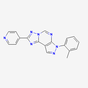molecular formula C18H13N7 B2491668 2-(pyridin-4-yl)-7-(o-tolyl)-7H-pyrazolo[4,3-e][1,2,4]triazolo[1,5-c]pyrimidine CAS No. 900894-48-6