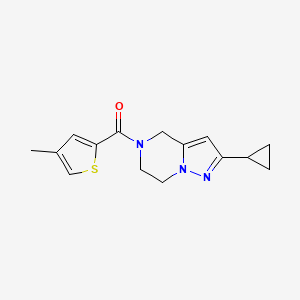 molecular formula C15H17N3OS B2491671 (2-环丙基-6,7-二氢吡唑并[1,5-a]嘧啶-5(4H)-基)(4-甲硫基噻吩-2-基)甲酮 CAS No. 2034333-19-0