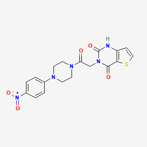 molecular formula C18H17N5O5S B2491679 3-(2-(4-(4-nitrophenyl)piperazin-1-yl)-2-oxoethyl)thieno[3,2-d]pyrimidine-2,4(1H,3H)-dione CAS No. 852454-46-7