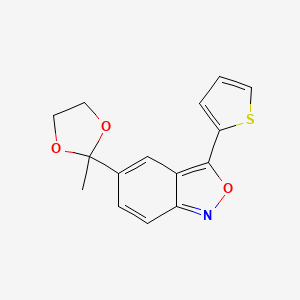 molecular formula C15H13NO3S B2491683 5-(2-甲基-1,3-二氧杂环戊烷-2-基)-3-(噻吩-2-基)-2,1-苯并异噁唑 CAS No. 106500-66-7