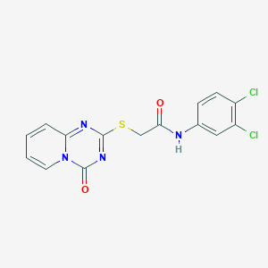 molecular formula C15H10Cl2N4O2S B2491686 N-(3,4-二氯苯基)-2-(4-氧代吡啶[1,2-a][1,3,5]三嗪-2-基)硫代乙酰胺 CAS No. 896333-38-3