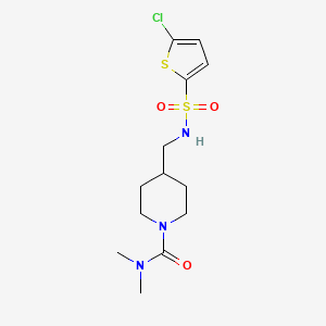 molecular formula C13H20ClN3O3S2 B2491688 4-((5-氯噻吩-2-磺酰胺基)甲基)-N,N-二甲基哌啶-1-甲酸酰胺 CAS No. 2034283-57-1