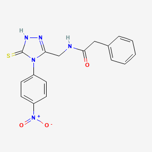 molecular formula C17H15N5O3S B2491699 N-((4-(4-nitrophenyl)-5-thioxo-4,5-dihydro-1H-1,2,4-triazol-3-yl)methyl)-2-phenylacetamide CAS No. 392247-76-6