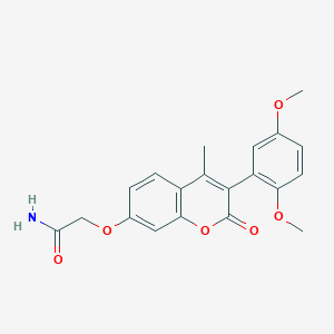 molecular formula C20H19NO6 B2491718 2-((3-(2,5-dimethoxyphenyl)-4-methyl-2-oxo-2H-chromen-7-yl)oxy)acetamide CAS No. 859669-29-7