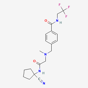 molecular formula C19H23F3N4O2 B2491721 4-[[[2-[(1-cyanocyclopentyl)amino]-2-oxoethyl]-methylamino]methyl]-N-(2,2,2-trifluoroethyl)benzamide CAS No. 1211317-26-8
