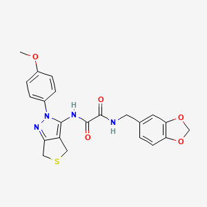 molecular formula C22H20N4O5S B2491731 N1-(benzo[d][1,3]dioxol-5-ylmethyl)-N2-(2-(4-methoxyphenyl)-4,6-dihydro-2H-thieno[3,4-c]pyrazol-3-yl)oxalamide CAS No. 941884-07-7