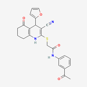 B2491749 N-(3-acetylphenyl)-2-{[3-cyano-4-(furan-2-yl)-5-hydroxy-4,6,7,8-tetrahydroquinolin-2-yl]sulfanyl}acetamide CAS No. 370845-82-2