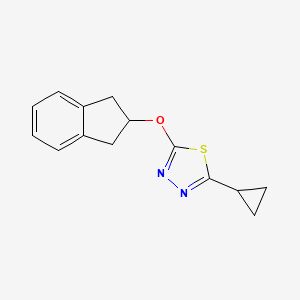 molecular formula C14H14N2OS B2491755 2-cyclopropyl-5-(2,3-dihydro-1H-inden-2-yloxy)-1,3,4-thiadiazole CAS No. 2198580-19-5