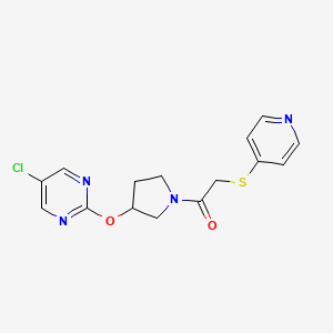 molecular formula C15H15ClN4O2S B2491769 1-(3-((5-Chloropyrimidin-2-yl)oxy)pyrrolidin-1-yl)-2-(pyridin-4-ylthio)ethanone CAS No. 2034364-18-4