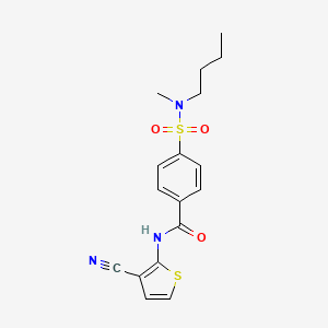 molecular formula C17H19N3O3S2 B2491772 4-[丁基(甲基)磺酰]-N-(3-氰基噻吩-2-基)苯甲酰胺 CAS No. 865546-22-1