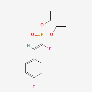 molecular formula C12H15F2O3P B2491773 1-[(E)-2-diethoxyphosphoryl-2-fluoroethenyl]-4-fluorobenzene CAS No. 210486-74-1