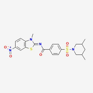 molecular formula C22H24N4O5S2 B2491778 4-(3,5-dimethylpiperidin-1-yl)sulfonyl-N-(3-methyl-6-nitro-1,3-benzothiazol-2-ylidene)benzamide CAS No. 392323-30-7