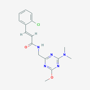 molecular formula C16H18ClN5O2 B2491779 (E)-3-(2-chlorophenyl)-N-((4-(dimethylamino)-6-methoxy-1,3,5-triazin-2-yl)methyl)acrylamide CAS No. 2035004-80-7