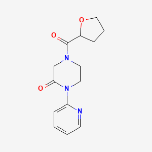 molecular formula C14H17N3O3 B2491780 1-(Pyridin-2-yl)-4-(tetrahydrofuran-2-carbonyl)piperazin-2-one CAS No. 2309522-05-0