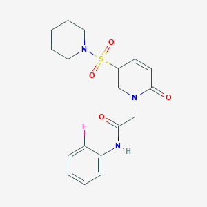 molecular formula C18H20FN3O4S B2491781 N-(2-fluorophenyl)-2-[2-oxo-5-(piperidin-1-ylsulfonyl)pyridin-1(2H)-yl]acetamide CAS No. 1251552-84-7
