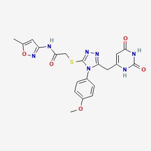 molecular formula C20H19N7O5S B2491785 2-((5-((2,6-dioxo-1,2,3,6-tetrahydropyrimidin-4-yl)methyl)-4-(4-methoxyphenyl)-4H-1,2,4-triazol-3-yl)thio)-N-(5-methylisoxazol-3-yl)acetamide CAS No. 852153-13-0