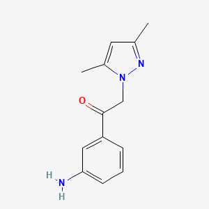 molecular formula C13H15N3O B2491788 1-(3-aminophenyl)-2-(3,5-dimethyl-1H-pyrazol-1-yl)-1-ethanone CAS No. 956206-44-3